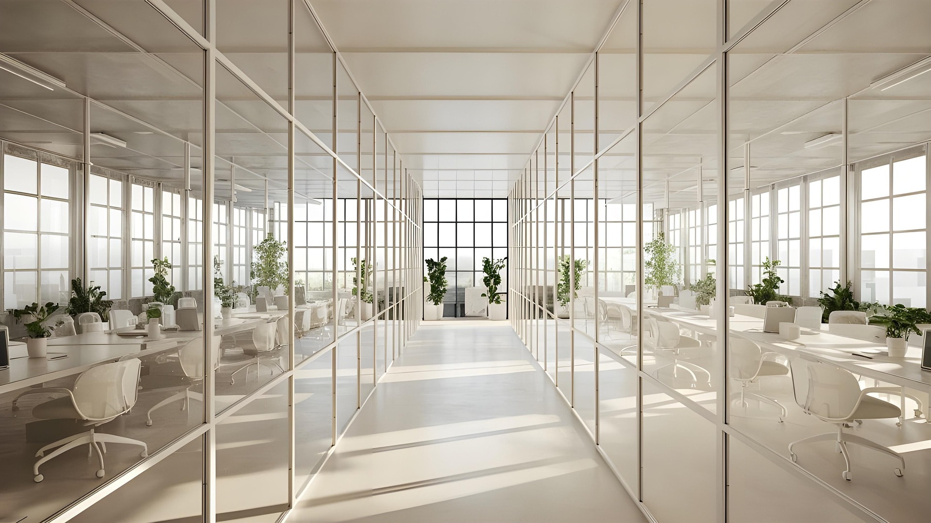 PIXEL — Premium lobby corridor with warm lighting and ocean view